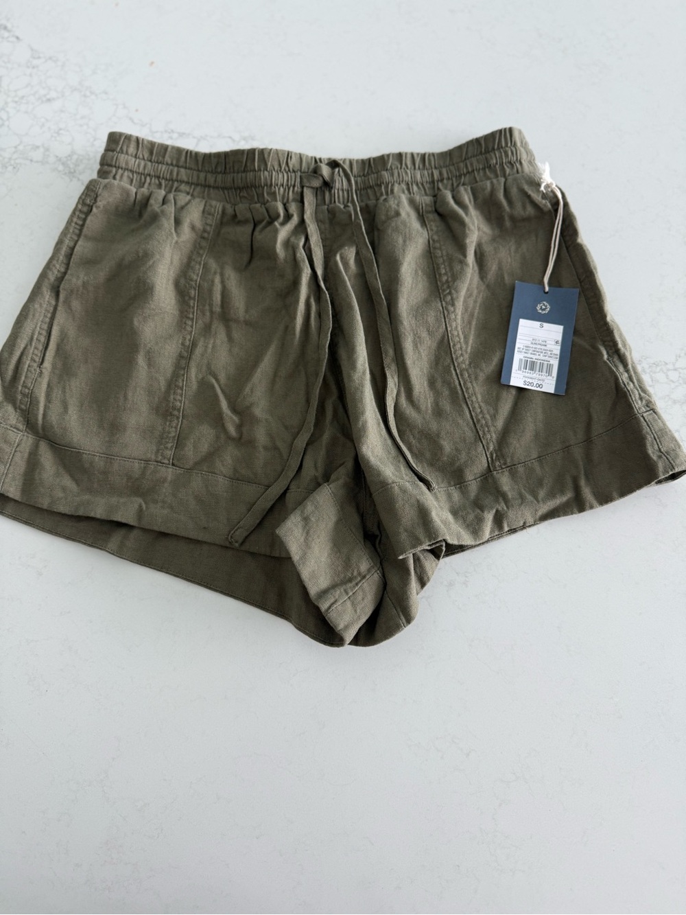 Universal Thread Olive Green Drawstring Linen Blend Athletic Shorts
